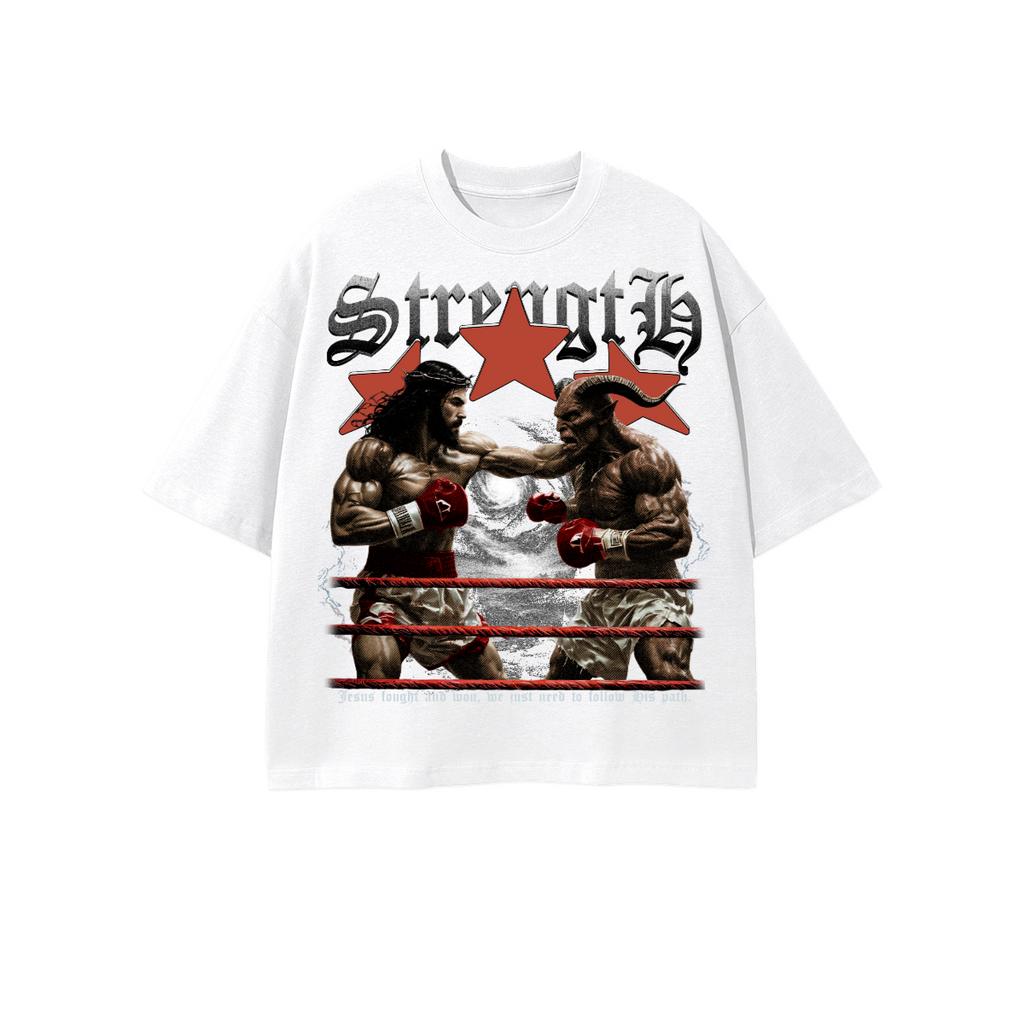 Tee demon and jesus oversized desing