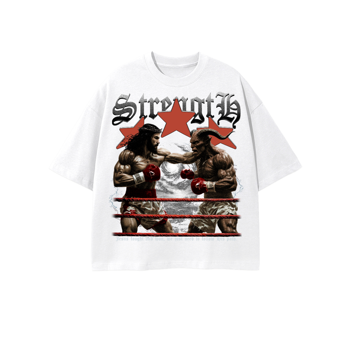 Tee demon and jesus oversized desing