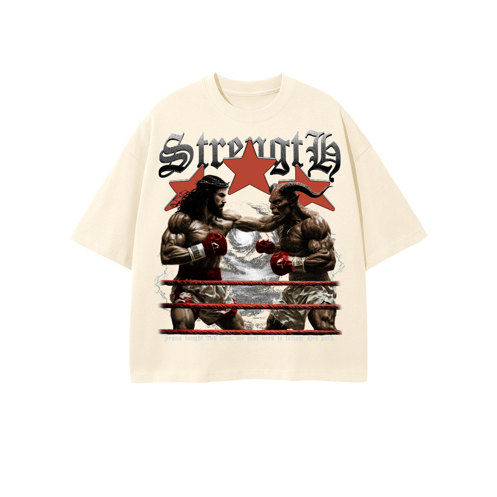 Tee demon and jesus oversized desing